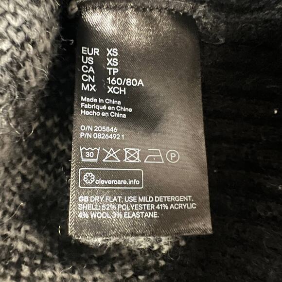 H&M Wool Blend Pullover Knit Chunky Black & White Sweater Size XS - Picture 7 of 8
